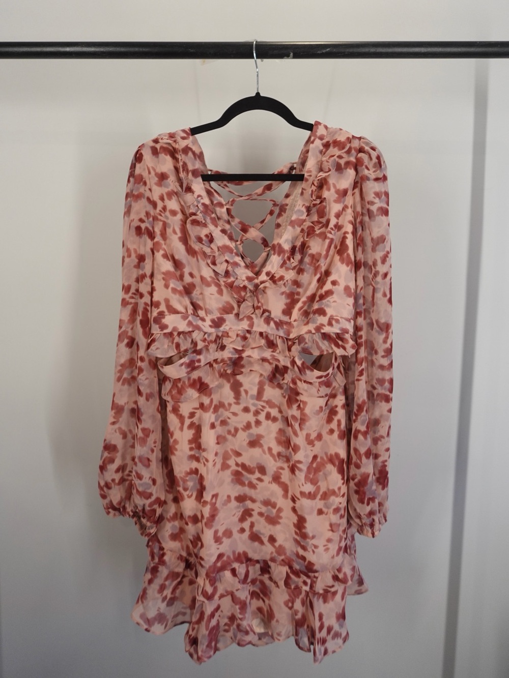 Vici Blush Floral Ruffle Dress in Pink and Cream
